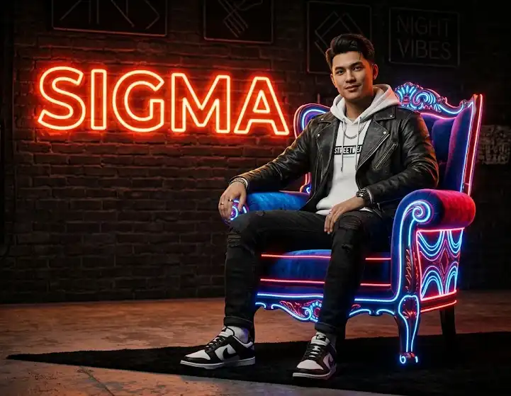 3D Neon Wing Chair AI Image Prompt