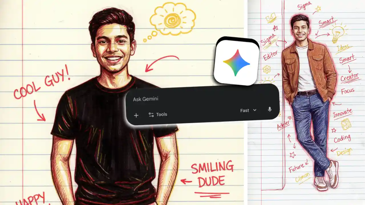 Gemini Prompt to Create Red & Yellow Pen Sketch AI Image Pen Sketch AI Image Gemini Prompt