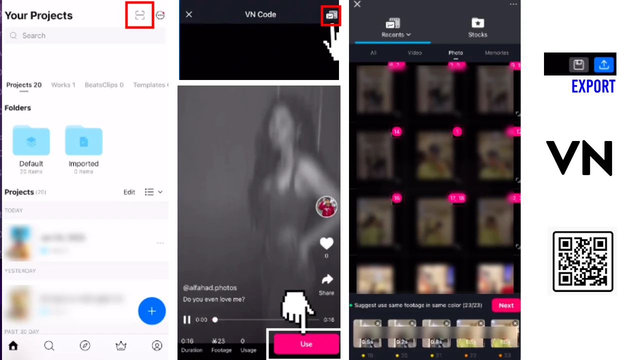 VN QR Codes Video Editing